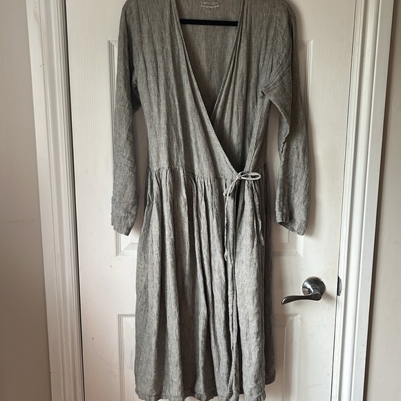 Simply Grey Linen Wrap Dress - Picture 6 of 9